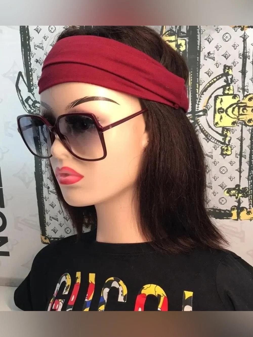 GUCCI Oversized Burgundy Red Blue Gradient Lenses Women's Sunglasses GG0544S 003 - Picture 3 of 10